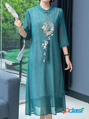 Embroidered Ethnic Mid Sleeve Dress