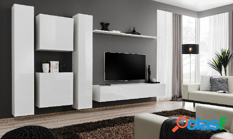 Erminia - Parete moderna attrezzata mobili soggiorno sospesi