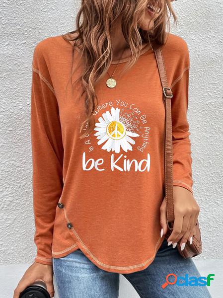 Essere Genere Stampato Margherita Casuale T-shirt