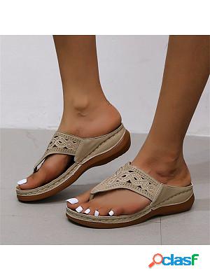 Ethnic Style Round Head Hot Brick Thick Bottom Slippers