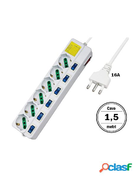 Extrastar - multipresa ciabatta elettrica con 6 posti prese