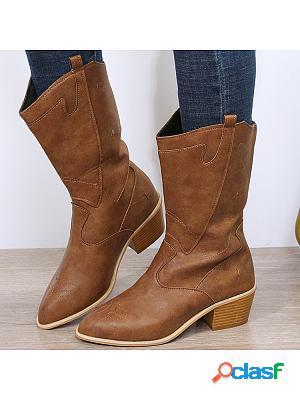 Fall/Winter Embroidered Soft Mid-tube Women's Boots