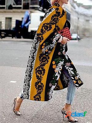 Fall/Winter Long Flared Sleeve Printed Loosen Coat