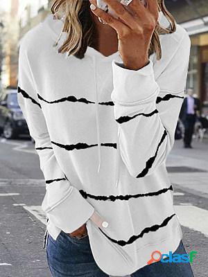 Fall/Winter Loose Long Sleeve Striped Printed Hoodie