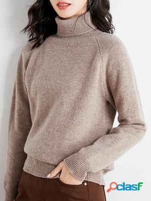 Fall/Winter Turtleneck Solid Color Knitted Sweater