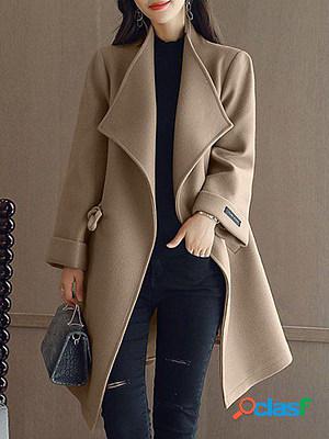 Fashion All-match Solid Color Woolen Coat