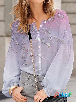 Fashion Casual Loose Puff Sleeve Shirt