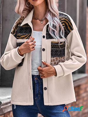 Fashion Patchwork Contrast Loose Jacket