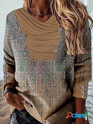 Fashion Print Paisley Long Sleeve Button Casual Long sleeve