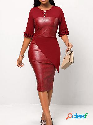 Fashion Pu Stitching Temperament Bodycon Dresses