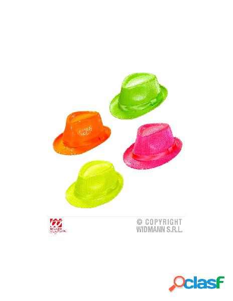 Fedora fluorescente con paillettes assortito in 4 colori (3