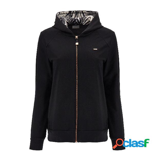 Felpa comfort fit con cappuccio foderato in raso floreale