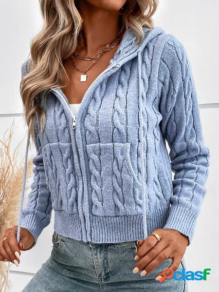 Felpa con cappuccio Casuale Tinta unita Maglione Cardigan