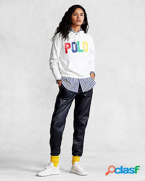 Felpa con cappuccio bianca in misto cotone con logo