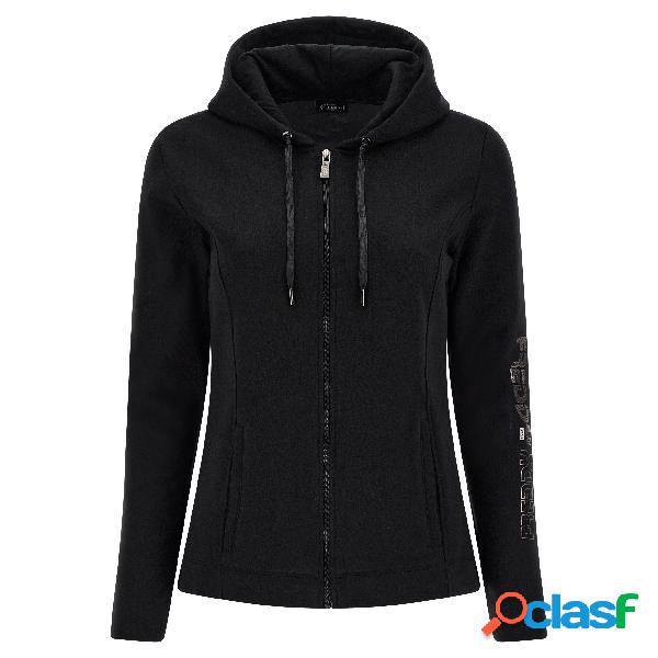 Felpa full zip con cappuccio e stampa laminata su una manica