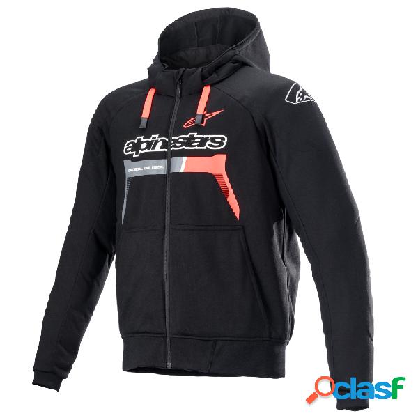 Felpa moto Alpinestars CHROME IGNITION Nero Rosso Fluo