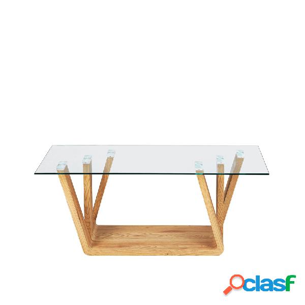 Fleano - Tavolino da salotto basso moderno con base in legno