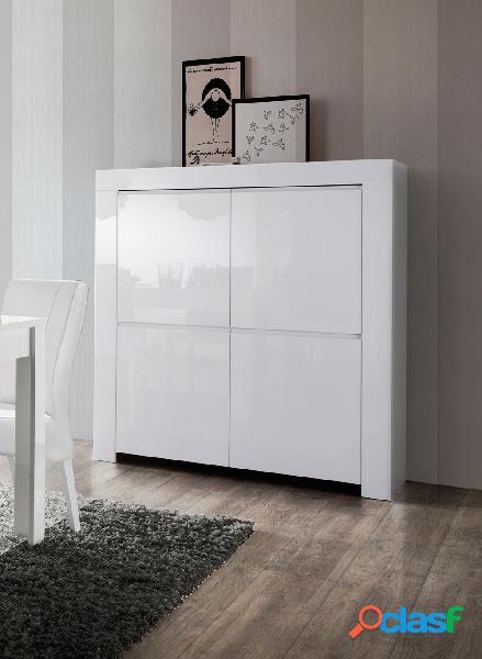 Fleris - Mobile moderno living 4 ante in legno bianco lucido