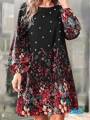 Floral Print Floral Crew Neck Shift Dresses