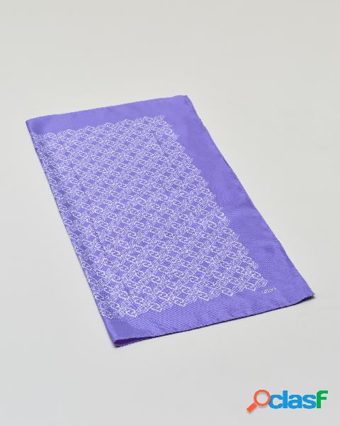 Foulard viola in twill a fantasia monogram effetto strass