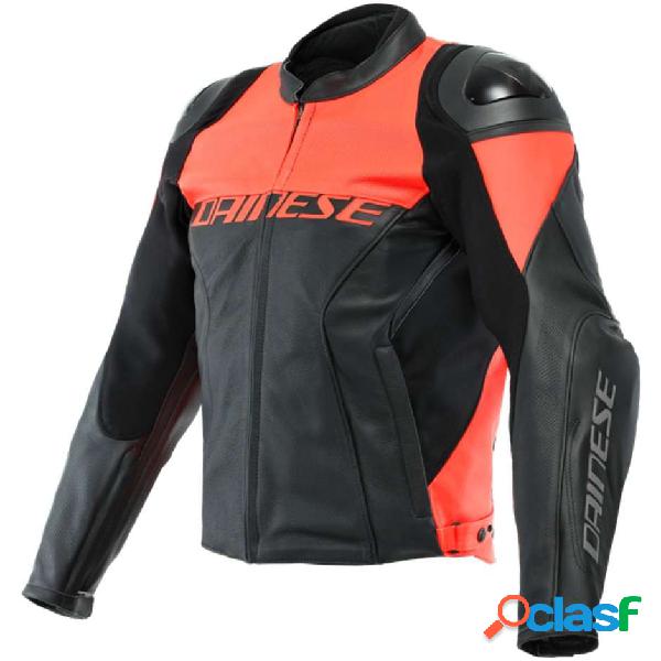 Giacca moto Pelle Dainese Racing 4 traforata Rosso Fluo