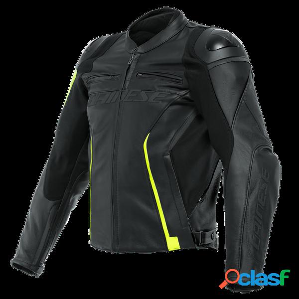 Giacca moto pelle Dainese VR46 Curb Nero Giallo Fluo