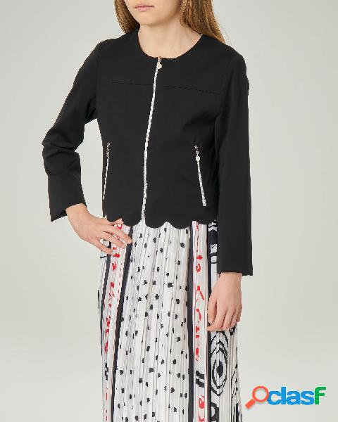 Giacca nera con chiusura zip in tessuto stretch 36-38