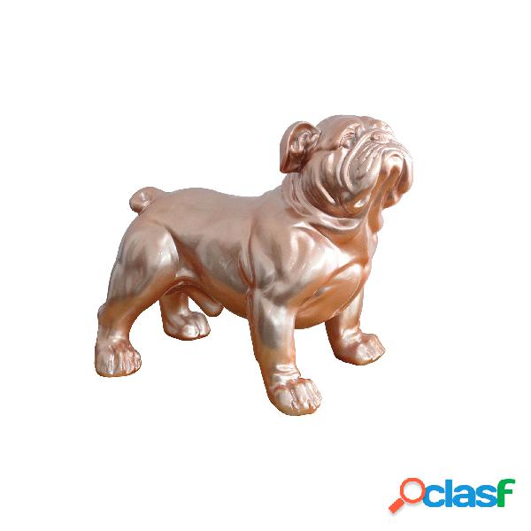 Glam Bulldog - Scultura in poliresina con effetto metallo cm