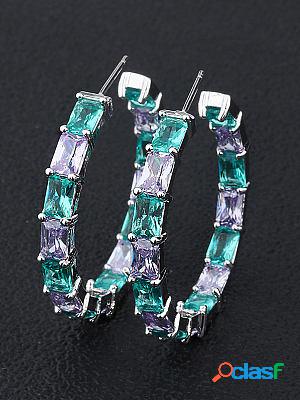Glass Stone Colorblock Earrings Simple Earrings