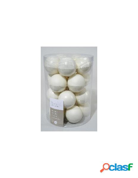 Glass mach.baubles enamel-matt wool white