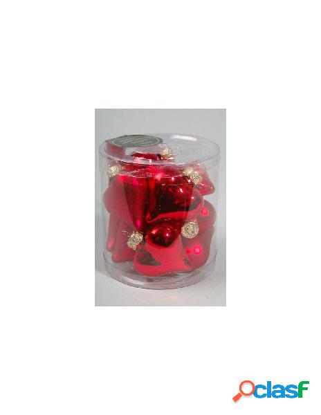 Glass mini hearts shiny-matt christmas red