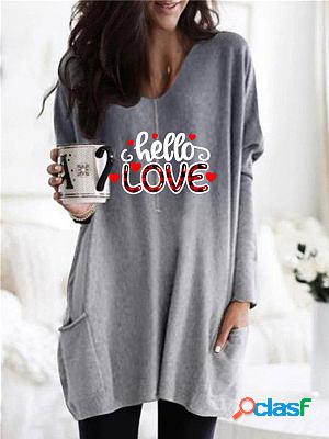 Gradient Valentines Day Heart Print Long Sleeve T-shirt