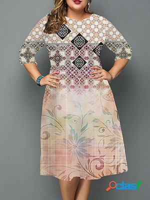 Graphic-print Crew Neck Shift Dresses