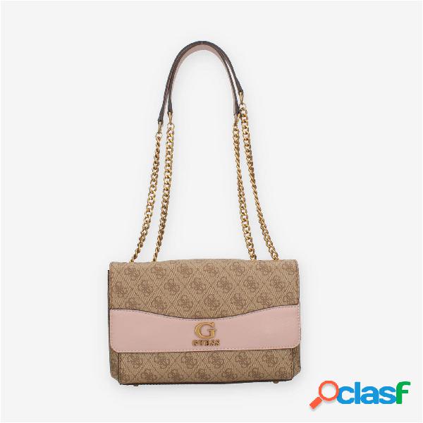 Guess Nell Logo Borsa a tracolla beige e rosa