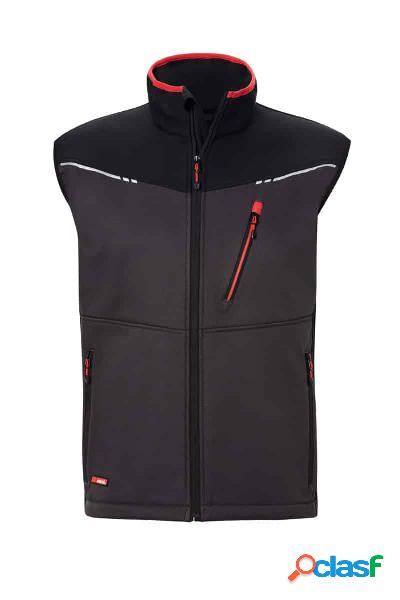 HOLEX - Gilet in softshell grigio scuro / nero /rosso