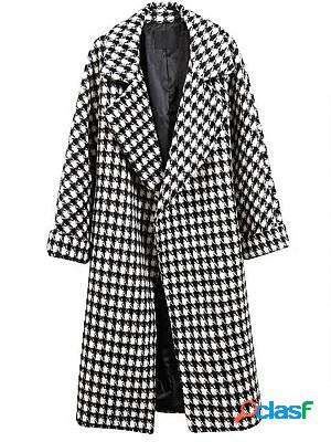 Houndstooth Woolen Coat