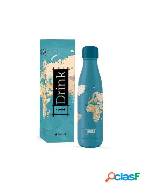 I-drink - bottiglia termica blu mappa 500 ml