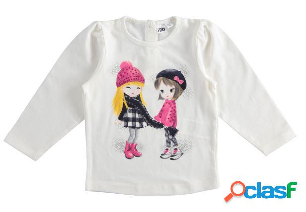IDO T-Shirt per bambina con dolce stampa colore Panna