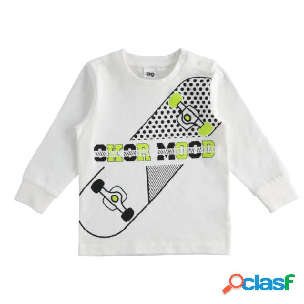 IDO T-shirt maniche lunghe bambino con stampa colore Panna