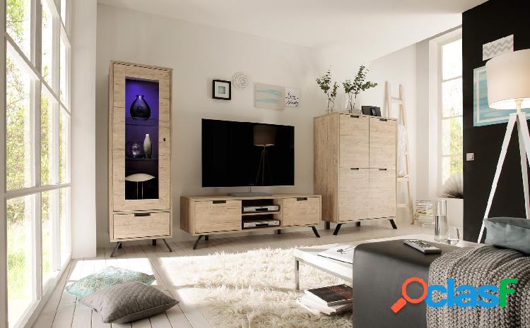 Ipanema - Parete da soggiorno moderna con porta tv vetrina e