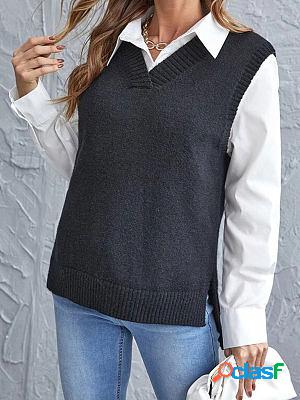 Irregular Knitted Fashion Casual V-neck Sweater Vest