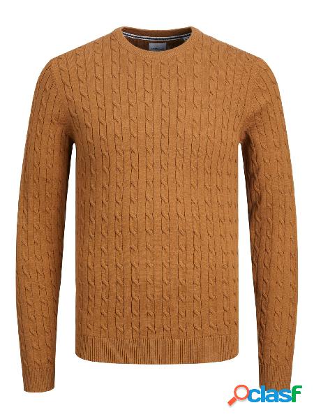 JACK&JONES Maglione girocollo con trecce Cammello