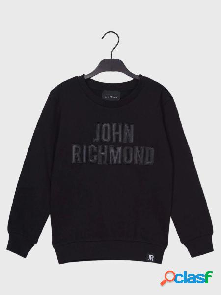 JOHN RICHMOND Felpa in cotone con logo NERO