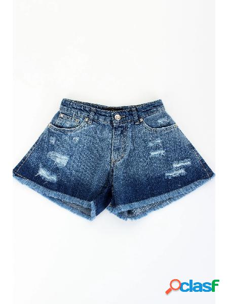 JOHN RICHMOND girl short Mesquire in denim a vita alta con