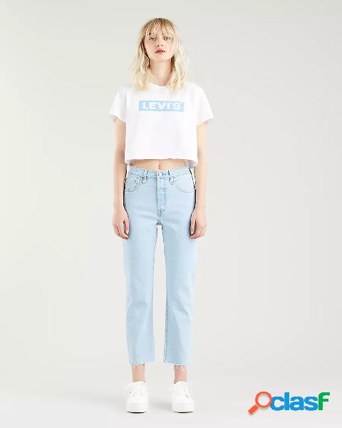 Jeans cropped 501 in cotone organico stretch con orli