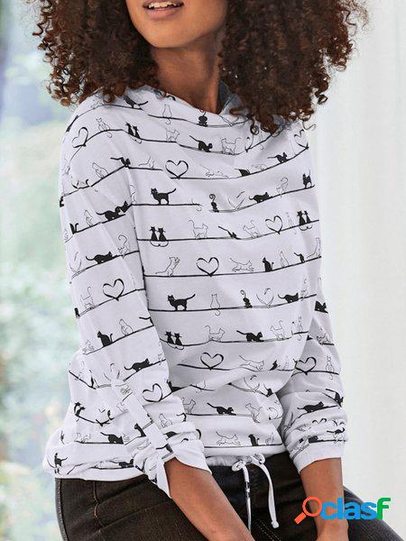 Jersey Gatto Cuore/corda Altri Casuale Camicia