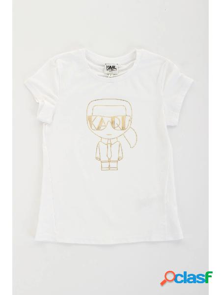 KARL LAGERFELD baby t-shirt con stampa "mini Karl" dorato