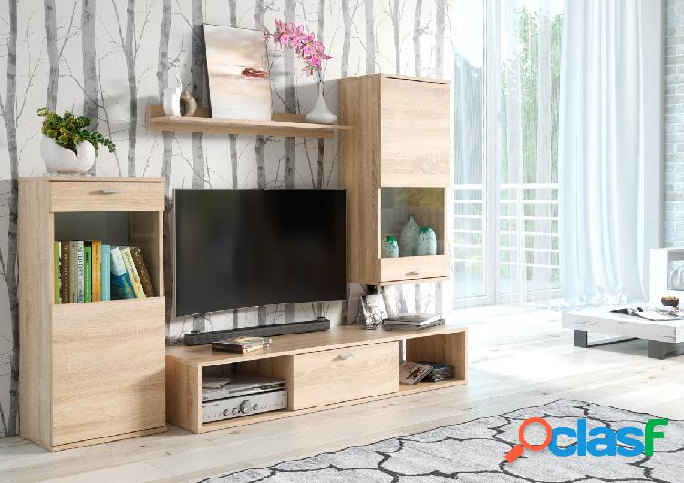 Kamala - Parete atttrezzata set mobili soggiorno in legno