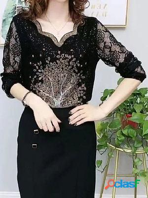 Lace Bottoming Shirt Half-high Collar Foreign Style Hollowed