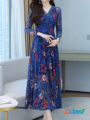 Lace Dress Hollow Long Temperament Waist Slim Maxi Dress